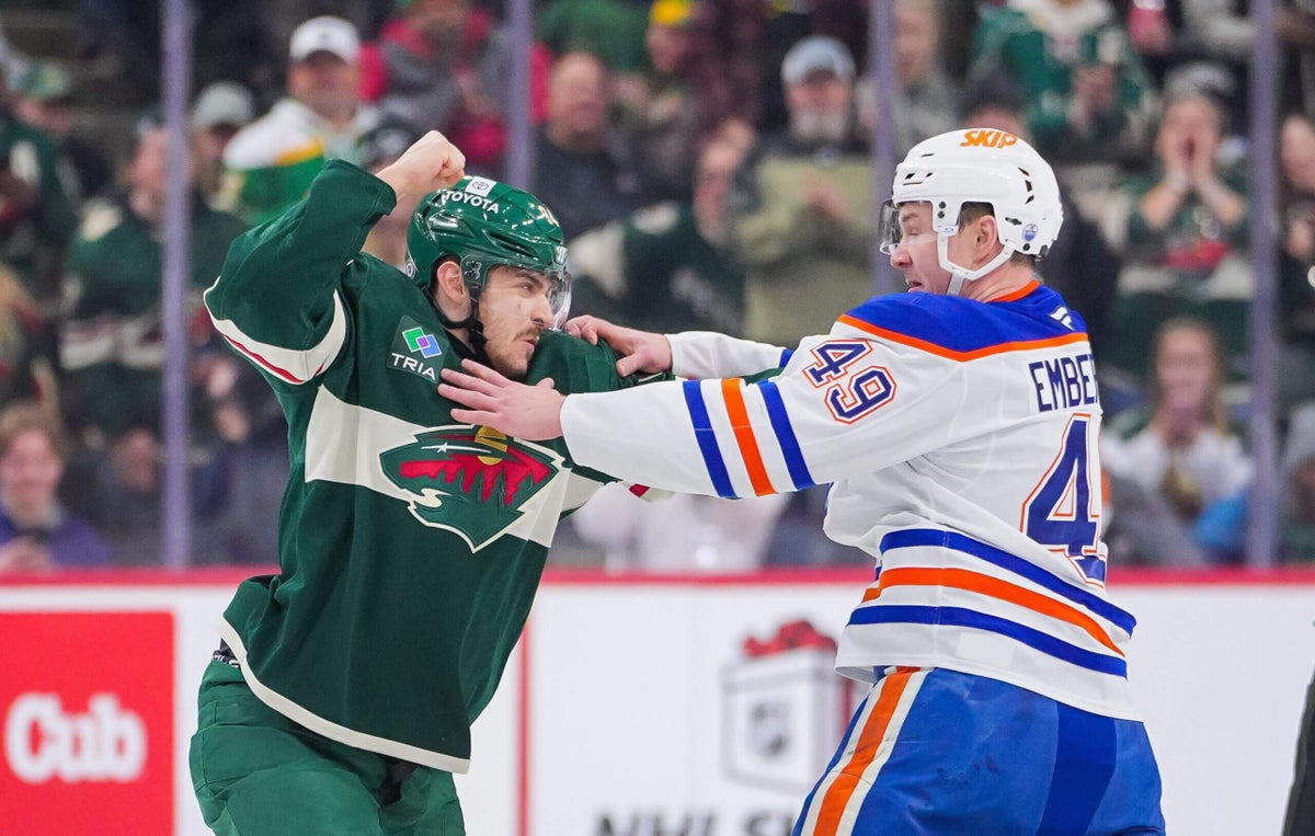 Oilers defenceman Ty Emberson is announcing his presence with authority